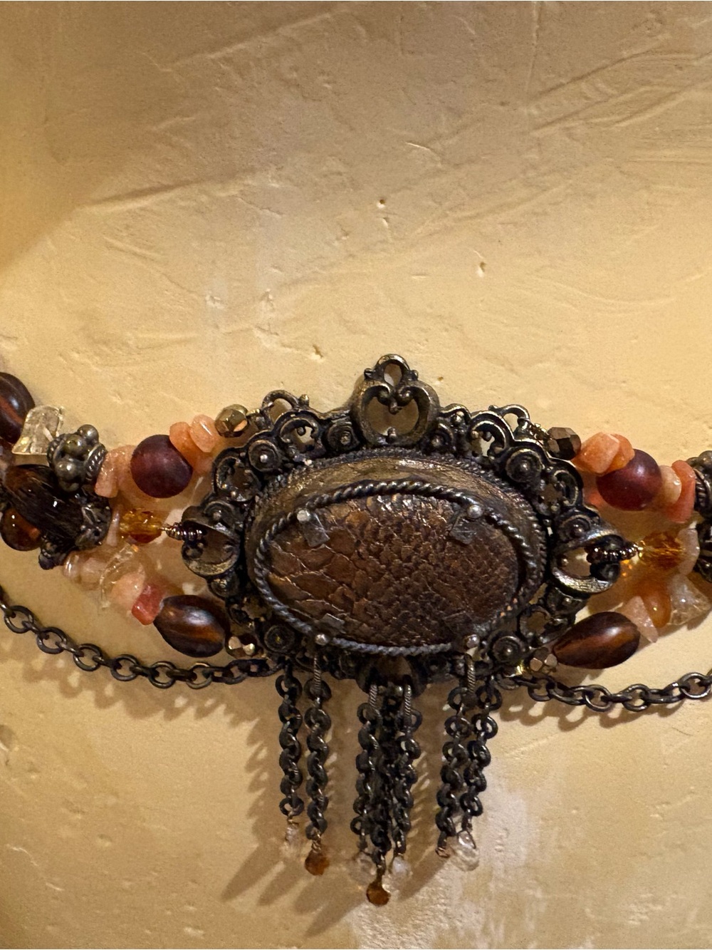 Maya Brown and Amber Beaded Statement Belt - Picture 2 of 4
